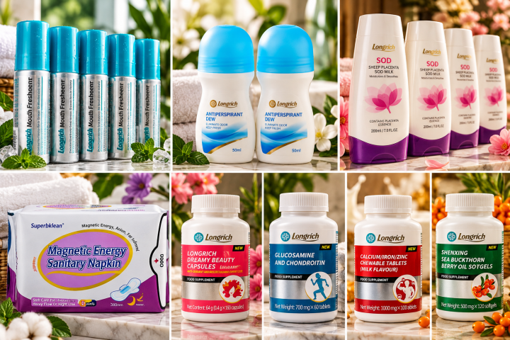 Collage publicitaire de produits Longrich