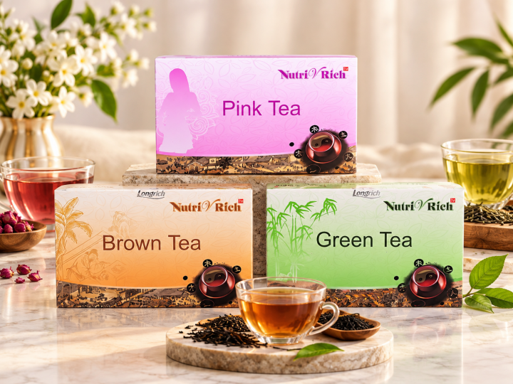 Présentation élégante de thés colorés NutriV Rich